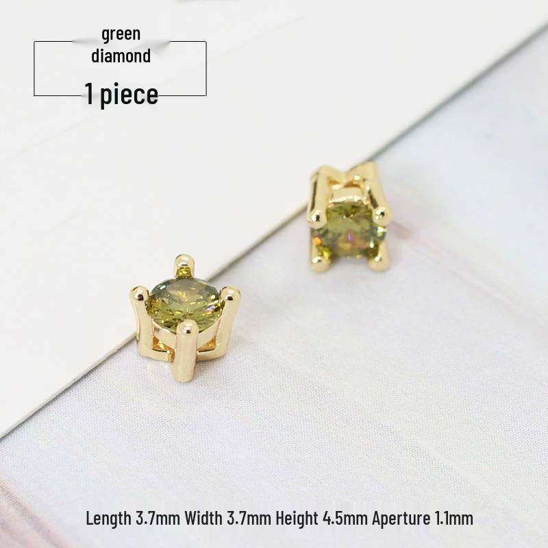 14k Gold Plated Multicolor Cubic Zirconia Spacer Beads for DIY Jewelry