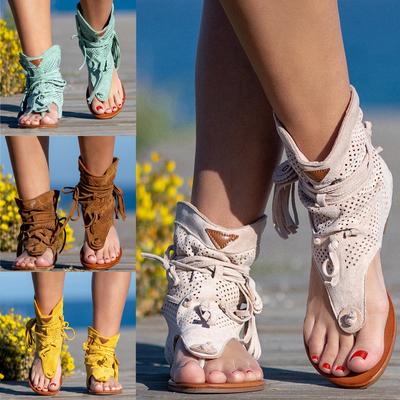 Kobiety Dziewczęta Retro Bohemian Tassel Sandały Roman Buty plażowe Buty