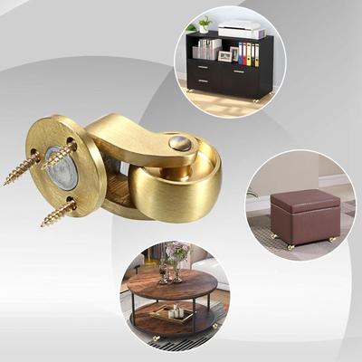 2Pcs Brass Swivels Casters with Mounting Hardware Quiet Roll 360 Rotation Accessory for Furniture Trunks Cabinets
