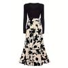 Modisches und elegantes Kleid mit Blumendruck und hoher Taille für Damen