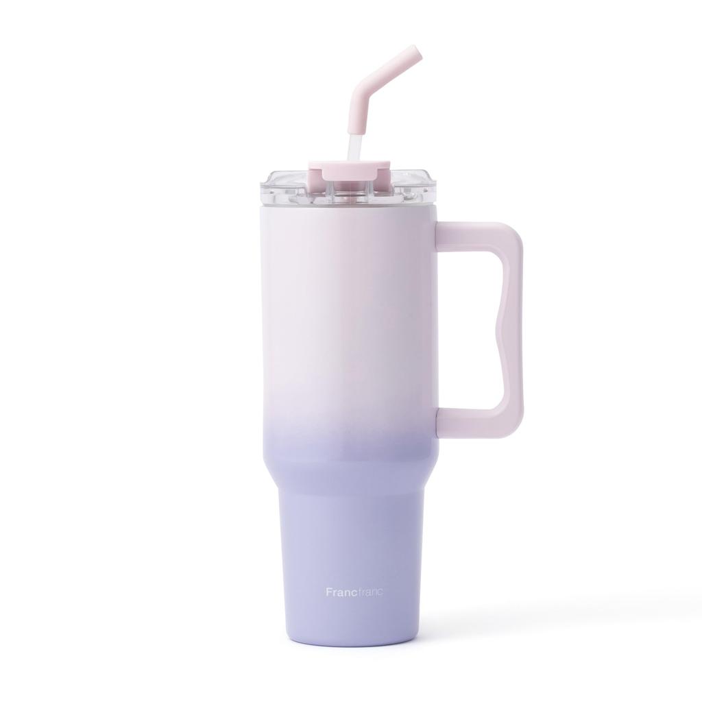Francfranc Large Stainless Steel Mug 1100ml with Straw & Handle [All 3 Colors]- Insulated Hot/Cold Tumbler