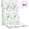 Low Back Cushions 4 Pcs Leaf Pattern Fabric
