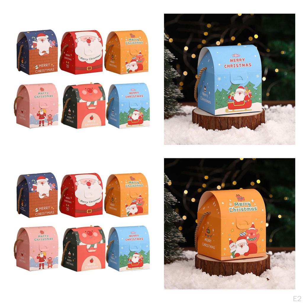6 Pieces Candy Box Gift Boxes Xmas Cookie Snack Empty Party Favor for Holiday