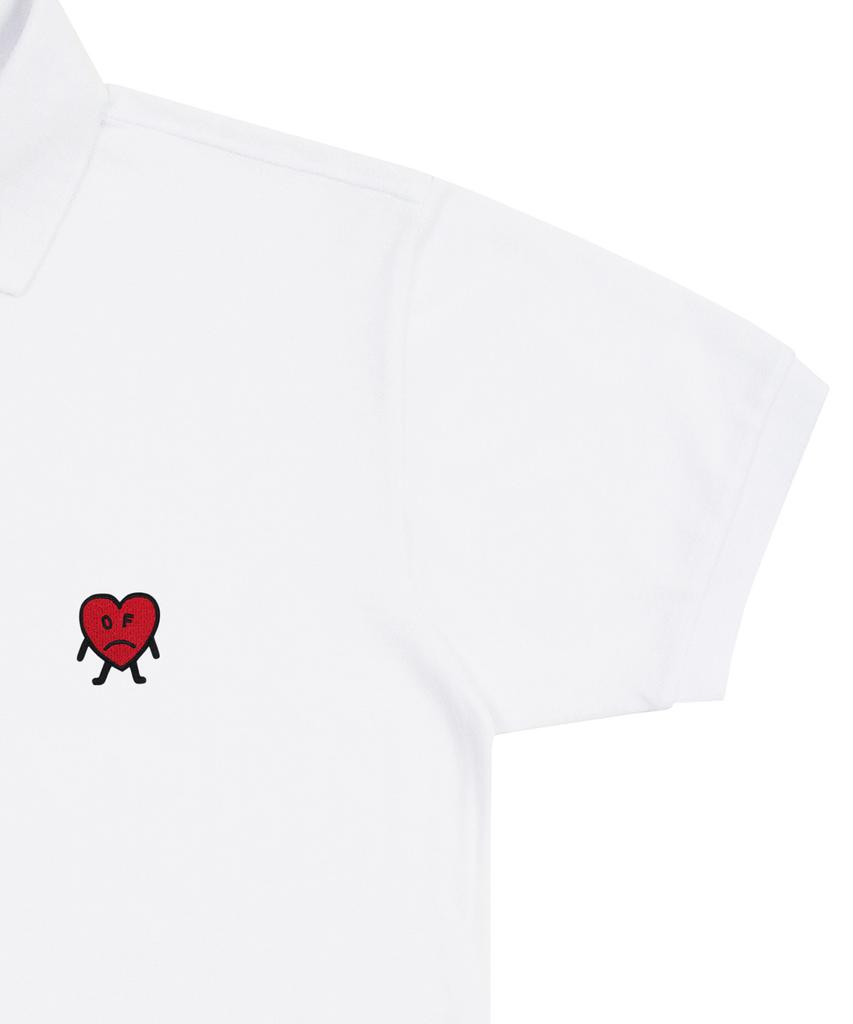GRAVER [Unisex] Drawing Heart Embroidery Pique Short Sleeve T-Shirt_White