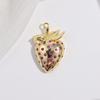 ZHUKOU Enamel Oil Drop With CZ Stone Strawberry Cherry Fruit Series Pendant DIY Handmade Jewellery Accessories:VD1654-1665