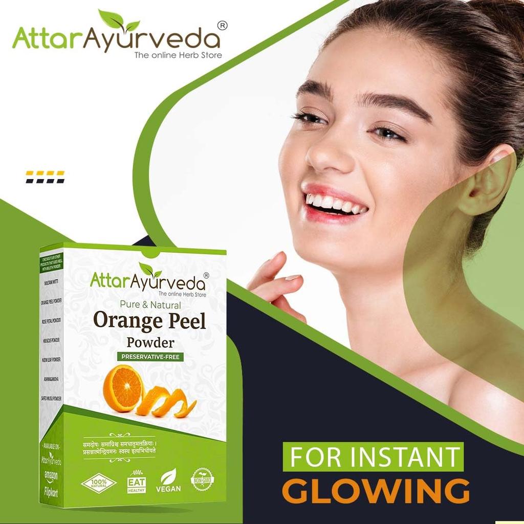 Attar Ayurveda Orange Peel Powder For Natural Face Brightening Skin Care Face Pack Herbal Glow Treatment 200g Pure Citrus Peel Powder
