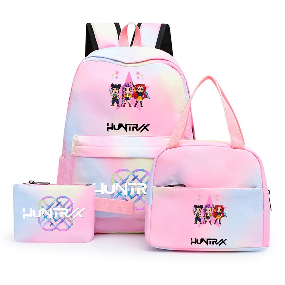 3Pcs/set Anime Demon Hunters Printed Backpack with Shoulder Bag Pengcil Case for Teenager Large Capacity Waterproof Bookbag Back To School Gift