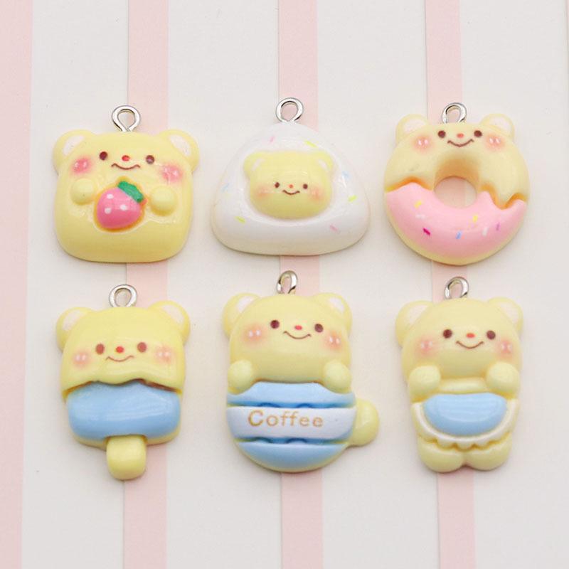 Resin Cartoon Bear Pendant Keychain - Bright Surface Cute DIY Jewelry Accessory