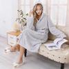 Women's Golden Turtle Coral Fleece Bathrobe - Cloud Pattern, Long Sleeve Homewear