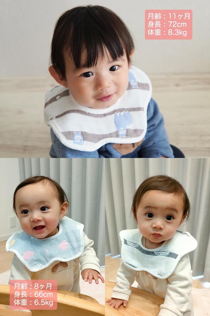 BMC Set of Soft Cotton Degree Rotation Bib. 10-Piece 100% Bibs, 6-Layer Gauze, Flower-Shaped, 360° (Blue)