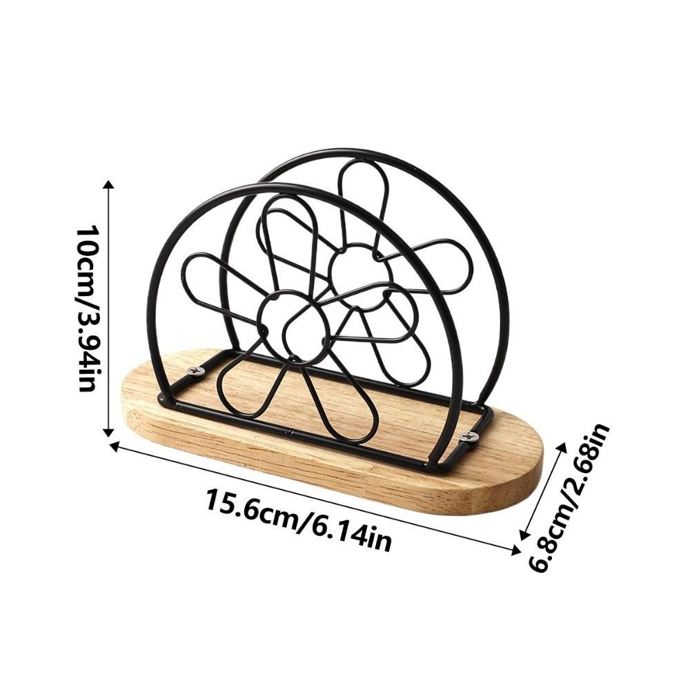 With Wooden Base Tabletop Tissue Rack Decorative Napkin Organizer for Kitchen Dining Table
