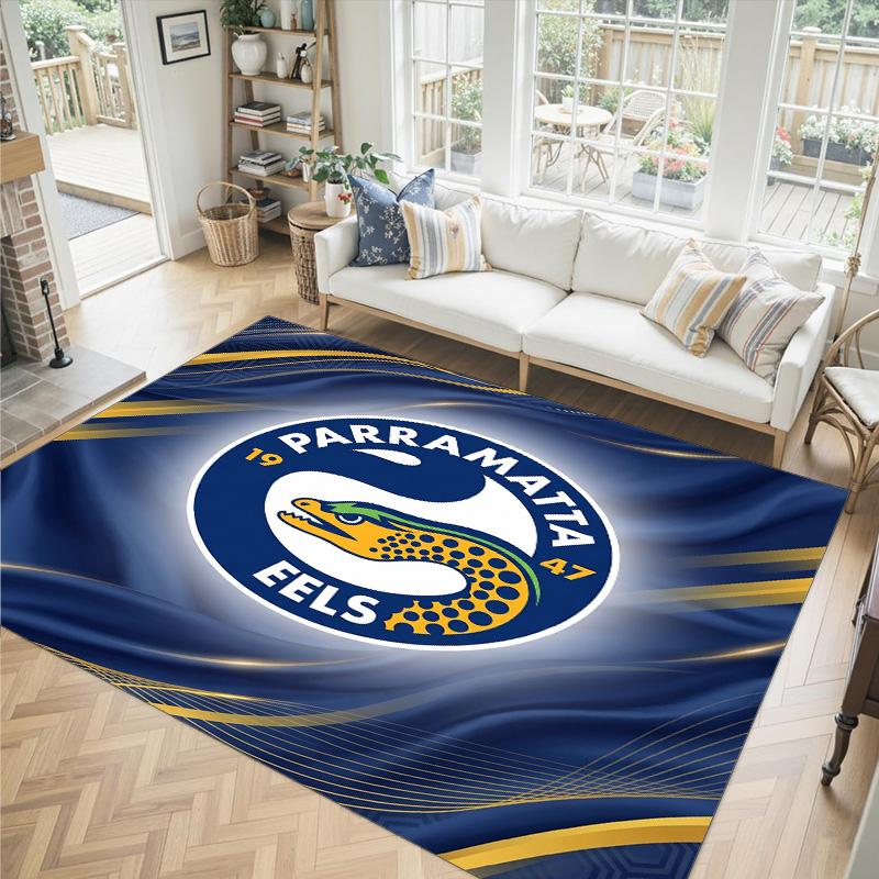 Parramatta Eels Design Crystal Velvet Carpet Cozy Non?Slip Printed Rug For Bedroom Living Room Entrance