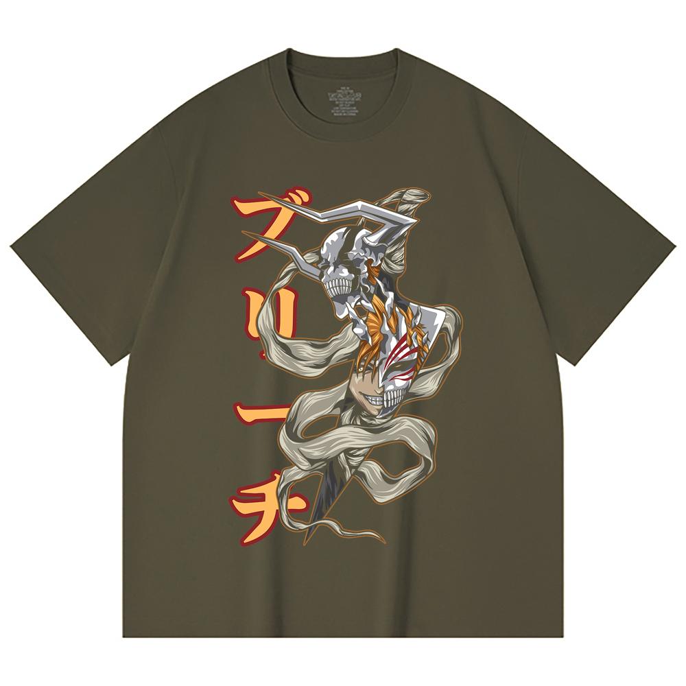 230 Gsm 100% Cotton Bleach V11 Zankpakuto Print Unisex Heavy Cotton T Shirt