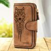 Women's Long Wallet with Wolf Pattern 1 Piece Multifunctional Portable Snap Button Coin Purse Suitable As Birthday Gift for Cat Lovers Practical