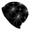 1pc Street Style Spider Web Pattern Beanie - Individual Black And White Spider Print, Durable Knit Fabric, Comfortable Elastic Fit, Casual Outdoor Hat