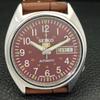 VINTAGE SEIKO 5 AUTOMATIC 6309A JAPAN MENS MAROON COLOR DIAL WATCH A701553-5 R206b-a701553