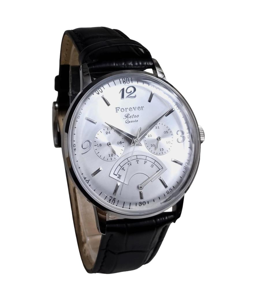 FOREVER Watch Retro Quartz Calendar Day of the Week Date 24 Hour Meter type with Great for Leather belt Men's [Antique presence] business.