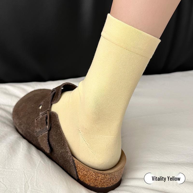 Women's 10A Antibacterial No-seam Mid-Calf Socks - Pure Cotton Lycra, Sweat-Wicking, Breathable, Anti-Pilling, Elastic Sports Socks
