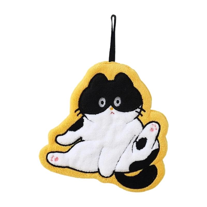 

Cartoon Animal Hanging Towel From Coral Velvet Soft and Absorbent for Home Kindergarten Fun Animal Print Towels