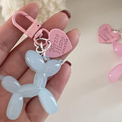 DIY Candy Jelly Sweet Resin Balloon Dog Keychain For Women Girls Animal Shaped Phone Chain Key Buckle Accessories Bag Pendant