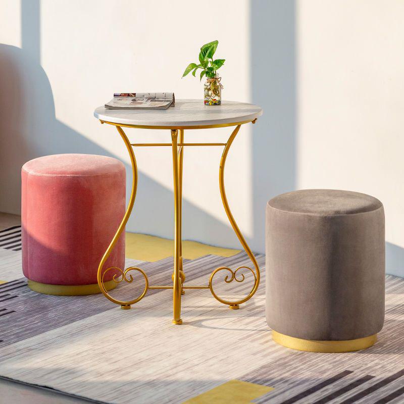 Nordic Stool Luxury Modern Living Room Furniture Ottoman Portable Soft Round Design Stool 1-person Interior Removable Ottoman