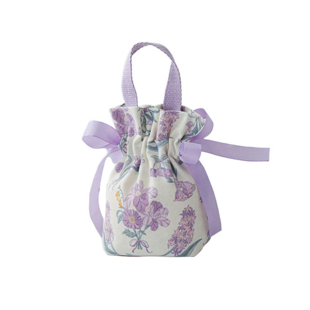 Ribbon Bow Small Flower Wrist Bag Pearl Handle Bowknot Handbag Festive Sugar Bag  Female/Girls