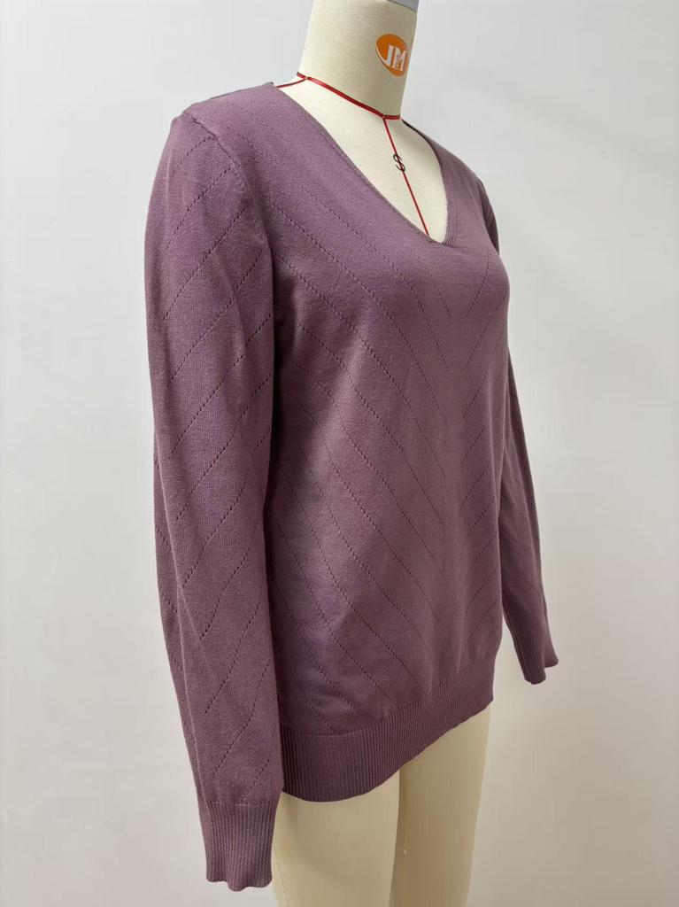 2025 European & American Autumn/Winter V-neck Long Sleeve Knitwear for Women: Fashionable & Comfortable Pullover