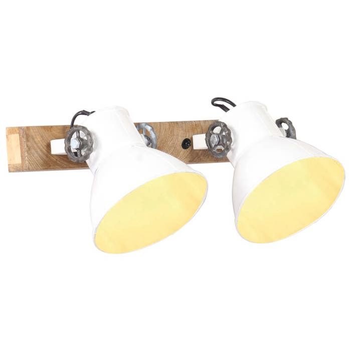 Lampe murale - vidaXL - 45x25 cm - Blanc - Bois de manguier - E27 25W
