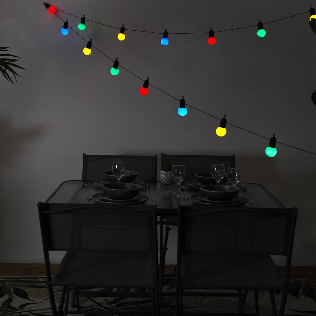 Garden Garland 20 Led Color Bulbs, Mains Powered