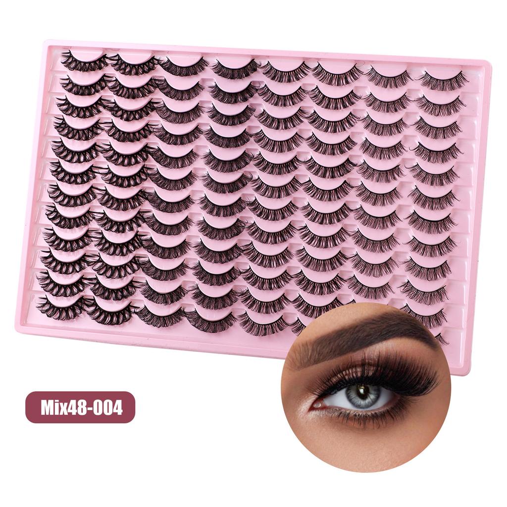 48 Pairs Of Large-Capacity False Eyelashes Dd Curled Chemical Fiber Thick Three-Dimensional False Eyelashes