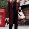 Women's Plus Size Winter Medium Long Buckle Solid Colour Suit Jacket