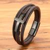 Punk Cross Design Leather Bracelet Classic Stainless Steel Men's Bangles Jewelry Luxury Multicolor Handsome Christmas Gifts