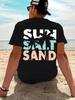 Stylish 100 Cotton Unisexs T Shirt Featuring Bold Sun Salt Sand Quote and Palm Graphic Ultra Soft Ideal for Summer Daily Wear