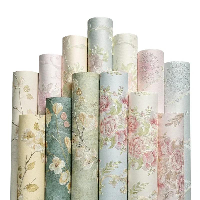 Self-adhesive European Wallpaper 3D Three-dimensional Finely Pressed Non-woven Fabric Thickened Living Room Background Wall