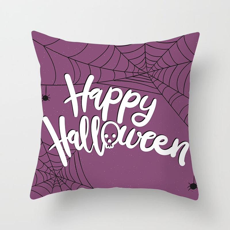 Halloween Pillow with Graffiti Letters Printed Peach Skin Home Cushion Cover Sofa Living Room Cushion Cover