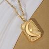 Spiritual Tarot Sign Square Pendant Necklaces for Women Carved Star Sun Moon Apollo Charms Chokers Retro Geometric Jewelry