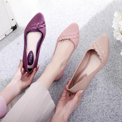 Women Pumps Low Heel Waterproof Rubber Shoes Slip On Antiskid Soild Shallow Slip-on Female Footwear