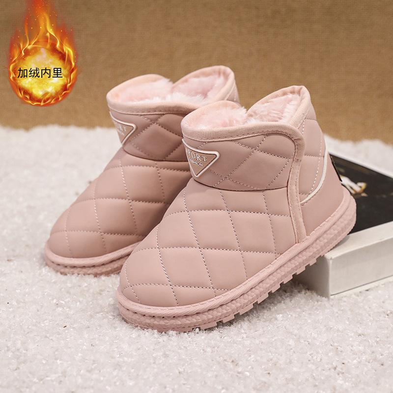 Children's snow boots Girls' cotton boots Fleece thickened warm short wool boots Lightweight medium and small children's Korean version snow cotton