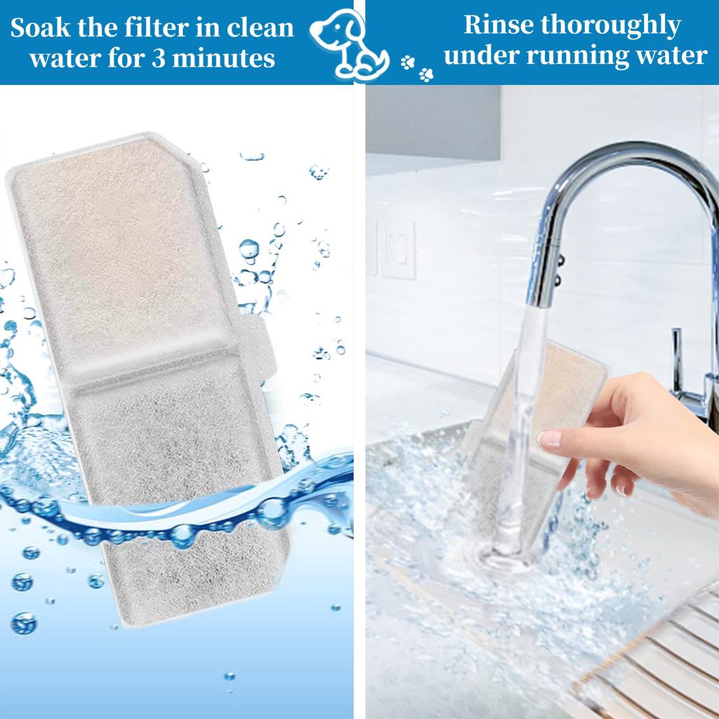 Dog Water Fountain Filter Replacement 6/12Pack Rectangle Carbon Filters for Large Capacity Automatic Pet Fountain