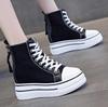 Women'S Thick Soled Sneakers  New Slope Heel 8Cm Height Increase Women'S Zipper Breathable Casual High Top Canvas Shoes