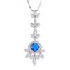 Jewelry Copper-Plated Real Gold Wind Simulation Blue Spinel Pendant Earrings Women'S Set Main Stone 8 * 8