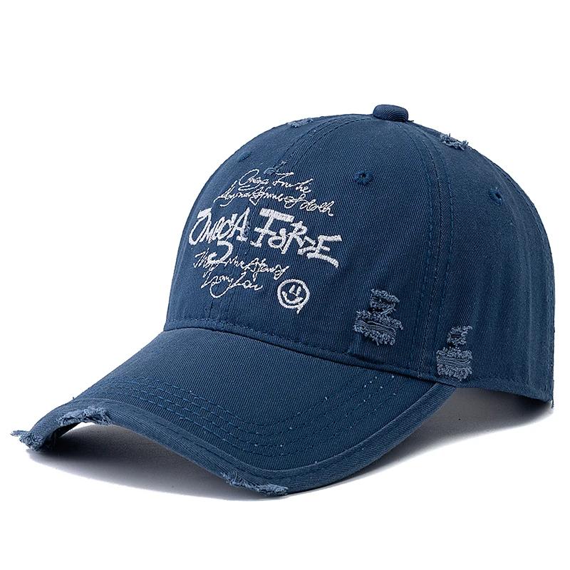 Hot Sale Unisex Baseball Cap Smile Letter Embroidered Cotton Hole Cap Dad Hat Men And Women Outdoor Washed Cotton Hat Cap