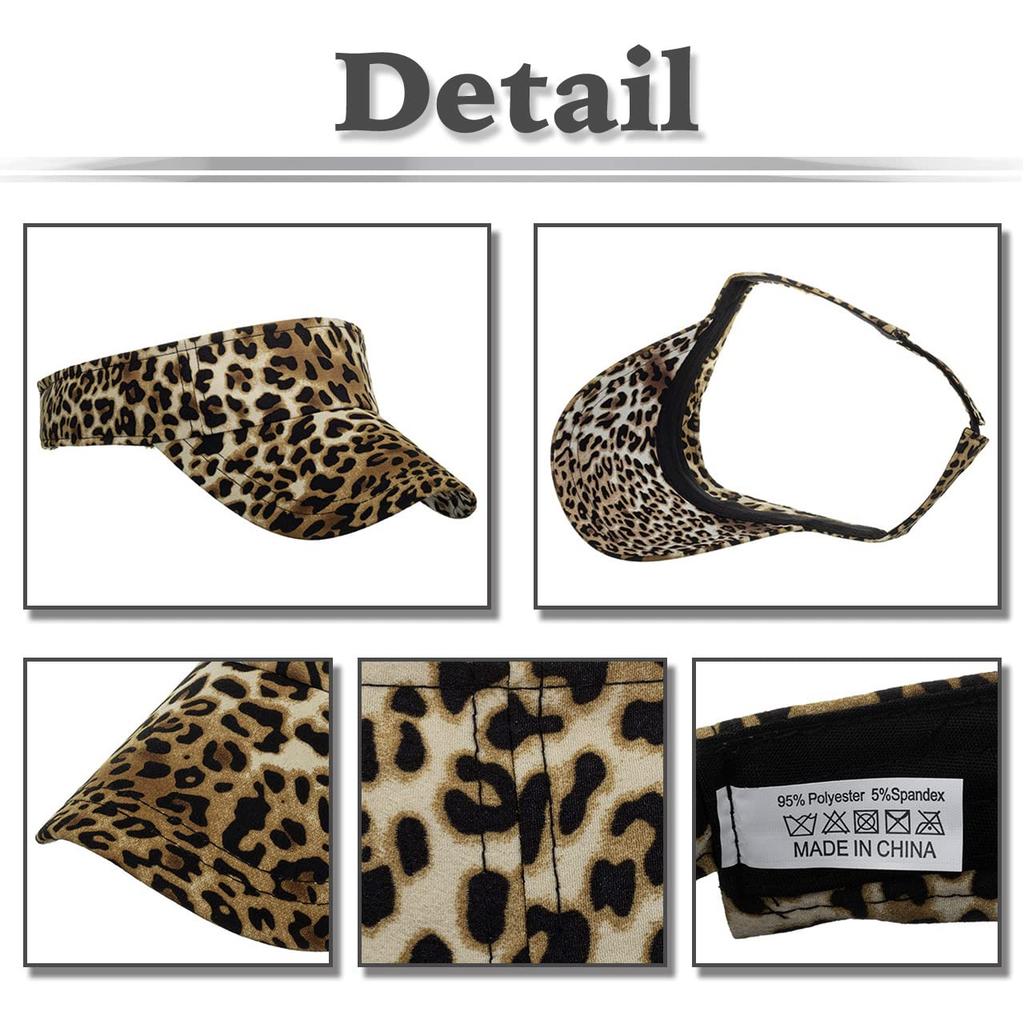 Visor Leopard Print Cap Hat Sports Running Outdoor CA631 [White Fang] Women's (Brown)