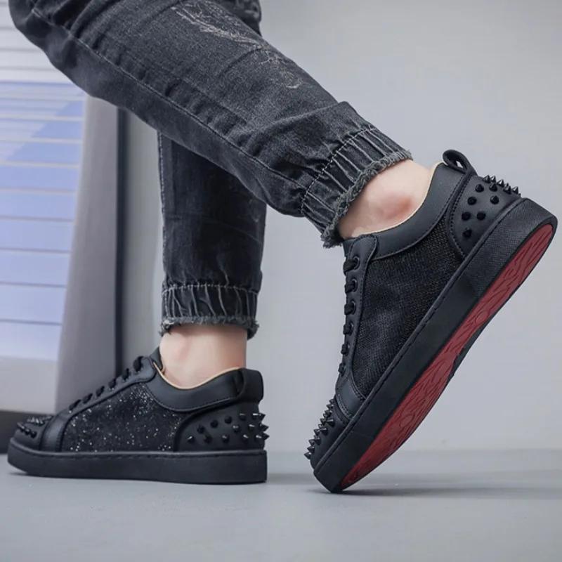 Men's Sneakers Designer Rivet Casual Shoe Breathable Canvas Shoe Light Walking Flats Luxury Shoes for Men Board Shoes Zapatillas