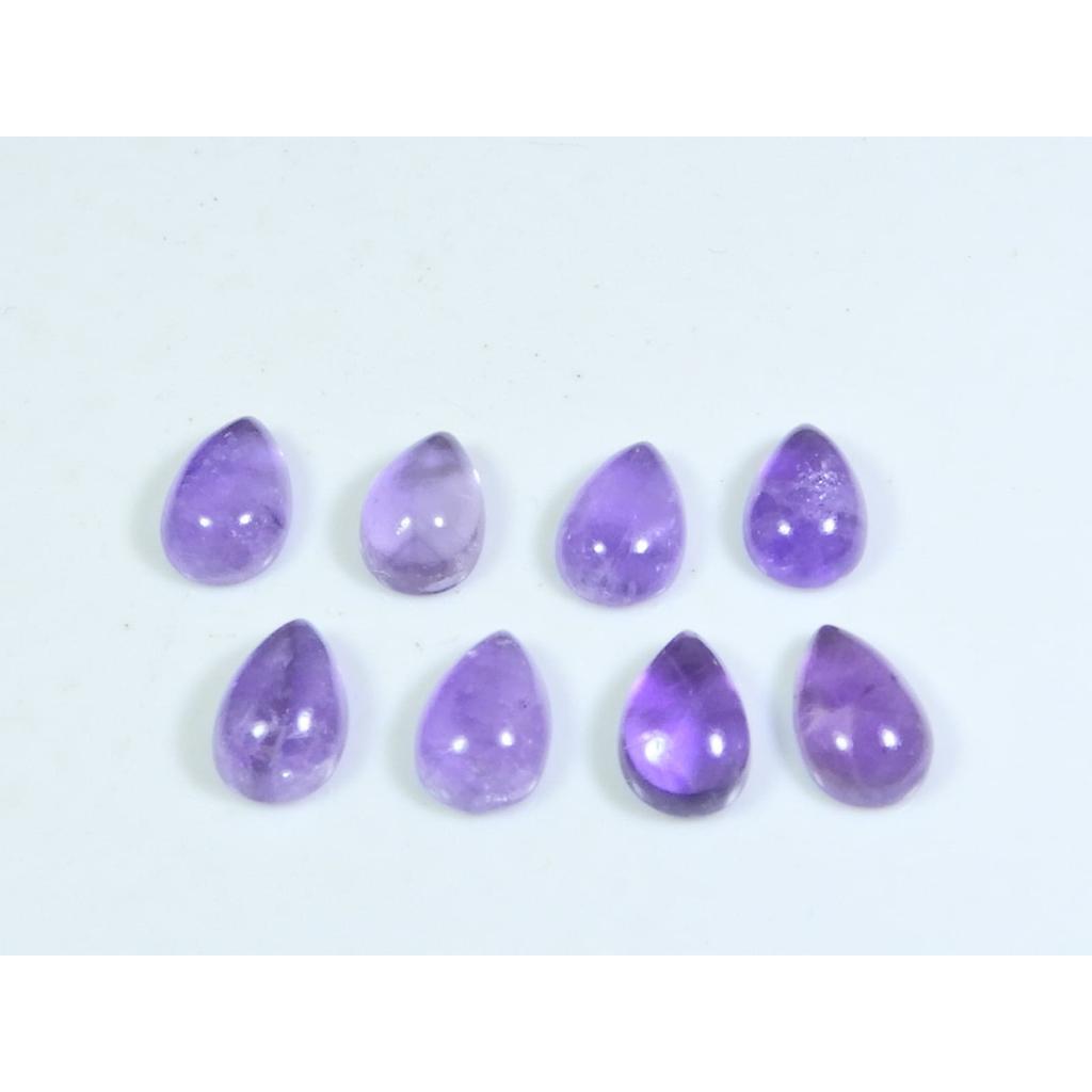 8X12MM Natural Amethst Ring Size Pear Cabochon Loose Gemstone 8Pcs Lot 27Cts A-445