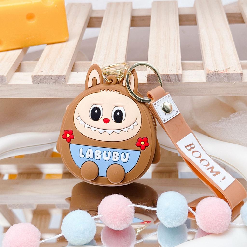 Labubu Keychain Toy Bag, Silicone Doll, Cute Cartoon Coin Purse