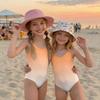 Maillot de bain une pièce pour fille Été Imprimé Dégradé Sans Manches Décontracté Maillot de bain Tenue de plage pour enfants Léger Séchage rapide
