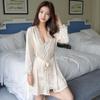 New Lace Silk Women's Two-Piece Nightgown & Robe Set – Long Sleeve, Sexy Summer Pajamas