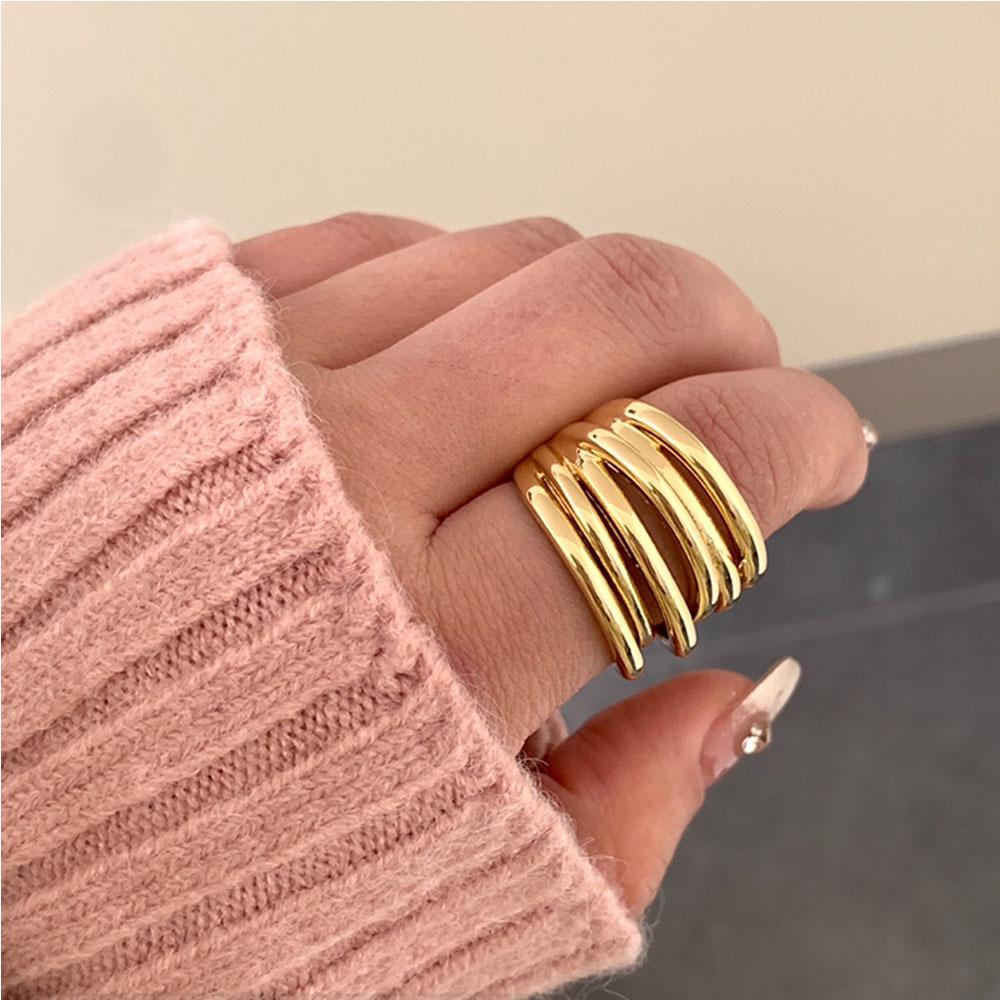 BF CLUB Gold Color Rings for Women Men Fashion Geometric Handmade Irregular Vintage Moon Ring Party Christmas Gift