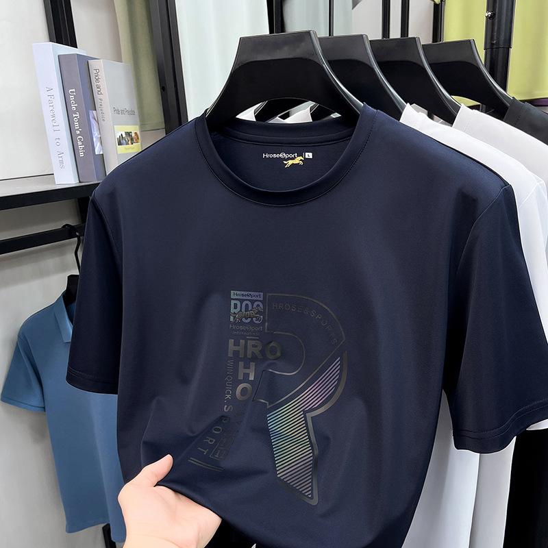 Middle-Aged & Young Men s Casual Summer Short Sleeve Breathable Crew Neck Printedt M